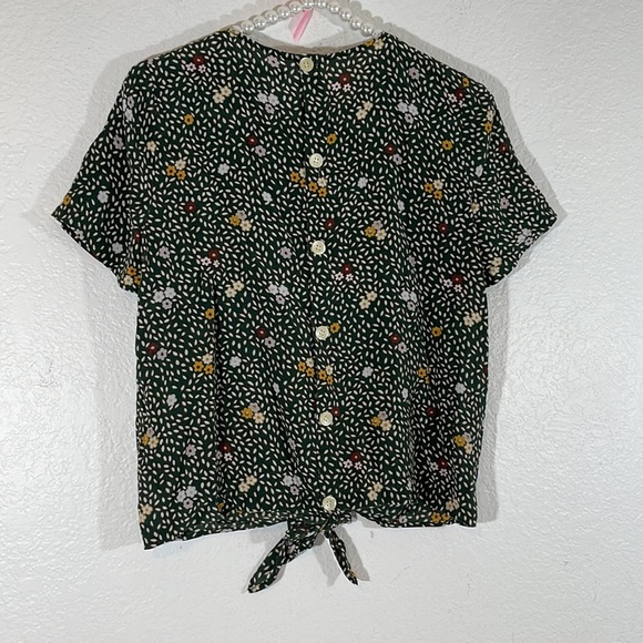 MADEWELL Silk Button-Back Tie Tee in Dropleaf Floral Size Small - Picture 5 of 11